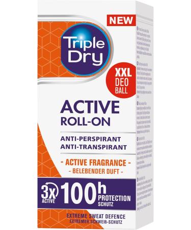 Triple Dry Roll-On Active - D odorant anti-transpirant contre la transpiration excessive - D odorant antibact rien pour 100 h de protection - Sans parfum - Pour homme et femme - 50 ml - Buy Online on GoSupps.com