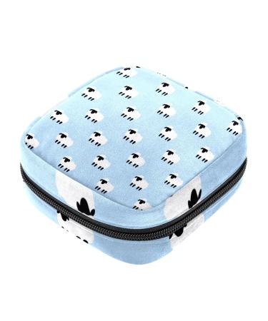 Sheep Print Pattern Sanitary Napkin Storage Bag Menstrual Pad Bag Portable Menstrual Period Sanitary Pouch Zipper Tampons Collect Bags for Teen Girls Women Ladies Color 9