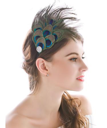 handcess Peacock Feather Headband Handmade Rhinestone Boho Style Hippie Accessory for Women Girls - Buy Online on GoSupps.com