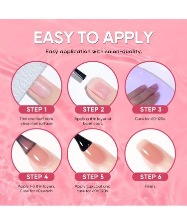 Jelly Gel Nail Polish Set - 6 Colors Nude & Sheer UV Soak Off - Perfect Valentine's Day Gift - Buy Online on GoSupps.com
