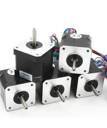 5Pcs Nema 17 Stepper Motor 40mm 64oz-in 45Ncm 1.7A 1.8 degree 2 phase with 1M 4-pin Cable & Connector Bipolar 42 stepping motor for 3D Printer Hobby CNC Router Machine 17HS4401J