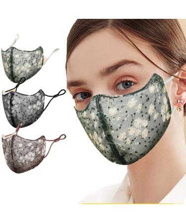 100 % cotton colorful soft cute for adults and women breathable washable with adjustable ear loops filter bag sequins (without a filter bag)