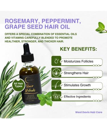Rosemary & Peppermint Hair Growth Oil - 10 Essential Oils for Stronger Thicker Hair (60ml - Buy Online on GoSupps.com