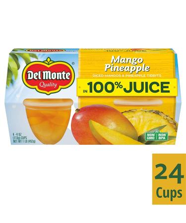 Del Monte Mango & Pineapple Fruit Cups 4.4oz - 24 Pack Snacks - Buy Online on GoSupps.com