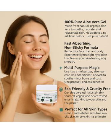 Bless International-Organic-Aloe-Vera-Gel 96%-Pure-Freshly-Made-Within-12-Hours-Of-Harvest Perfect-For-Face-Body-Scalp-&-Hair-Hydration Soothing-Moisturizer-For-Sunburn-And-After-Sun-Care-4-oz 4 Fl Oz (Pack of 1) - Buy Online on GoSupps.com