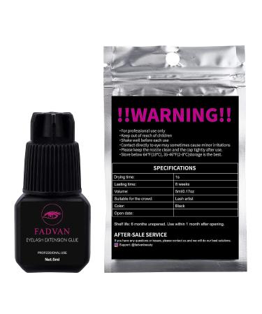 FADVAN Extra Strong Eyelash Glue 5ml - 1S Drying Time - 8 Weeks Retention - Latex Free - Professional Lash Adhesive for Semi-Permanent Extensions - 5ml - Buy Online on GoSupps.com
