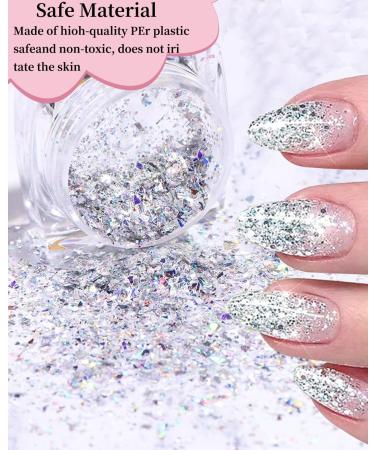 LEEQBCR LEEQBCR 1 set of 6 colors of glitter for gel nails chrome nails with transparent glitter gel glitter - Buy Online on GoSupps.com