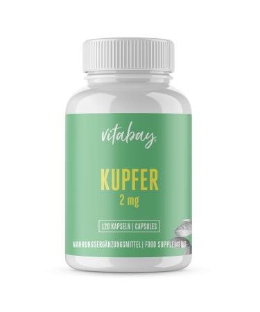 Vitabay copper |120 capsules with 2 mg eachWith copper gluconate |Bio -availability & vegan |Laboratory test & made from high -quality raw materials