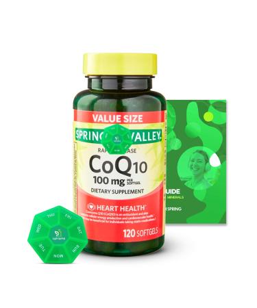 Rapid-Release CoQ10 100 mg 120 Softgels with Bundle Exclusive Vitamins & Minerals - A to Z - Better Ligth&Spring Guide + Weekly Pill Organizer (3 Items)