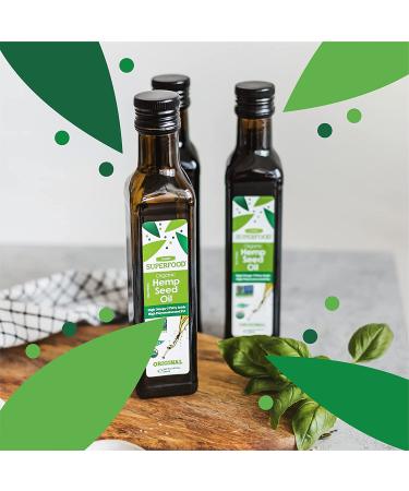 Organic Cold-Pressed Hemp Seed Oil 16.9oz - USDA Certified, Non-GMO, Vegan, Keto, Gluten-Free - Rich in Omega 3 & 6 Fatty Acids - 2 x 8.45oz Glass Bottles - Buy Online on GoSupps.com