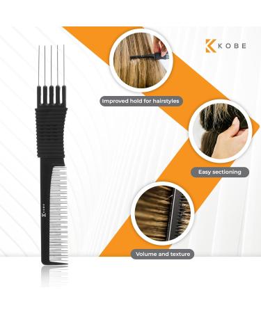 Kobe Pro Metal Prong Comb - Volume and Control for Hair - Dual-Sized Teeth, Stainless Steel Pins - Anti-Static, Chemical Resistant - Buy Online on GoSupps.com