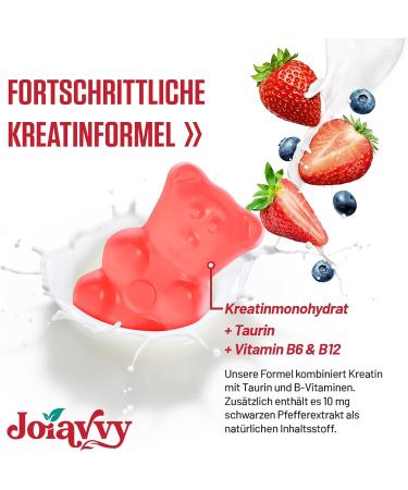 Cr atine Monohydrate 5000 mg par Portion Gummies pour Hommes et Femmes avec Taurine Vitamines B6 et B12 V gan Go t Fruits Rouges (60 Unit (Lot de 1)) - Buy Online on GoSupps.com