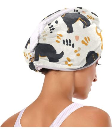 Super Absorbent Yellow Black Dogs Hair Towel 2 Pack - Quick Drying Hair Turbans for Women & Girls - Buy Online on GoSupps.com