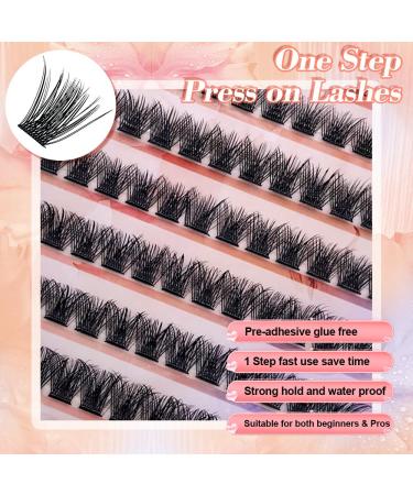 Shop No Glue Self Adhesive Eyelashes - 96 Cluster Lashes DIY 10-16mm Wispy Extensions for Beginners | Long-Lasting Individual False Lashes - Buy Online on GoSupps.com