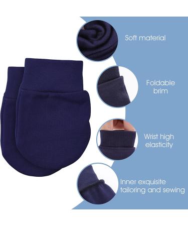 Lusofie 6 Pairs Baby Anti Scratch Mittens | Soft Cotton Infant Gloves for Newborn Boys and Girls 0-6 Months | Navy Blue, Dark Gray, Black - Buy Online on GoSupps.com