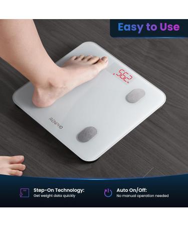 Renpho Bluetooth Digital Body Fat Scale - High-Precision Smart Scale for Weight Muscle Mass & Body Fat | 180 kg / 400 lbs - White - Buy Online on GoSupps.com
