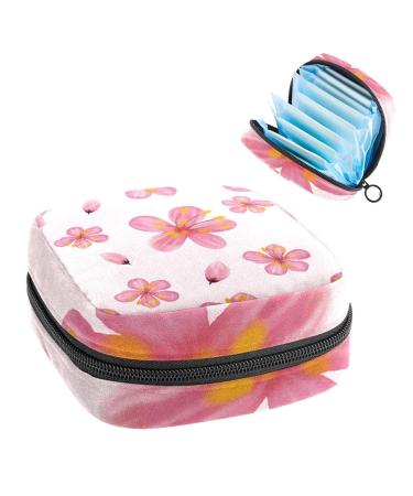 Anna Cowper Cherry Blossom Flowers Pattern Sanitary Napkin Storage Bag Feminine Menstrual Cup Pouches Nursing Pad Holder Tampon Bags Portable Period Bag for Women Teen Girls 1Pcs Multi-colored 4