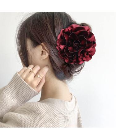 Dizila 4 Pack Black Plastic Hair Claws Clips with Large Satin Flower Bow - Hair Accessories for Women and Girls - Buy Online on GoSupps.com