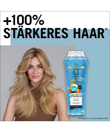 handle Gliss Shampoo Aqua Revive Schwerelos 4 x 250 ml hair shampoo with panthenol and seaweed repair shampoo for normal to fine hair 250 ml 4er Pack - Buy Online on GoSupps.com