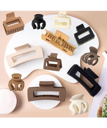 12 Pack Neutral Rectangular and Octopus Hair Clips for Women & Girls - Strong Hold Matte Claw Hair Clips for Thick & Thin Hair - Buy Online on GoSupps.com