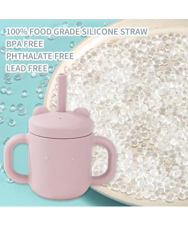 Silicone Sippy Cup 6+ Months | Easy-to-Clean Toddler Straw Cup | BPA-Free Freezer, Dishwasher, Microwave Safe (Light Pink) - Buy Online on GoSupps.com