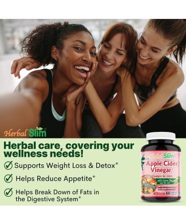 Herbal Slim Apple Cider Vinegar (200mg) with Green Tea Extract (225mg) 60 Vegetable capsules Non-GMO Made In Canada - Buy Online on GoSupps.com
