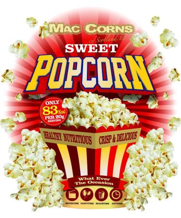 Mac-Corns (2 Pack x 1kg) Sweet Popcorn New Re-sealable Mega Pack Traditionally Popped Sweet Popcorn Free From: GM Nut Sesame Gluten Soy - Buy Online on GoSupps.com