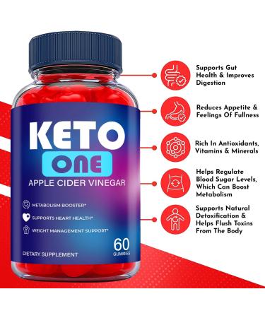 (5 Pack) Keto One ACV Gummies - Vegan Formula with Apple Cider Vinegar and Vitamin B12 - Buy Online on GoSupps.com