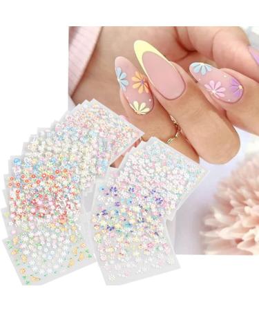 30 Colorful Flower Nail Art Stickers - Self Adhesive Decals for DIY Manicure Decorations - Floral Bow Tie, Daisy, Heart Designs - Nail Art Supplies for Women and Girls - Buy Online on GoSupps.com