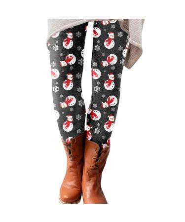 Mjiqing Christmas Women Leggings Winter Skinny Slim Stretch Tights Snowflake Pressure Bleeding Pants Sports Pants Riding Leggings Reaching pants Yoga pants for women ankle pants 38 black