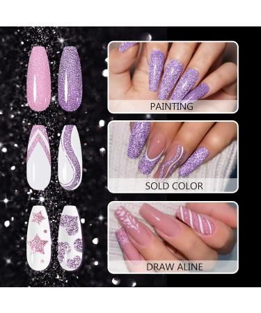 Rechoo 6PCs Glitter Gel Nail Polish Set | Sparkly UV Gel Liner & Base Colors for Nail Art Design - Buy Online on GoSupps.com