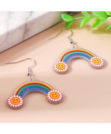 Feyley Earrings - Acrylic Pendant Earrings for Women | Lightweight Cartoon Fashion Jewelry for Everyday & Casual Dates | Colorful Rainbow Design - Buy Online on GoSupps.com