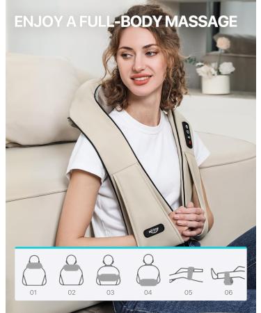 Alljoy Shiatsu Neck Massage Device with Heat | Electric Back Shoulder & Leg Massager for Home & Office | Best Gift for Men (Beige) - Buy Online on GoSupps.com