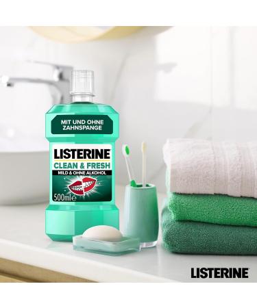 Buy Listerine Clean & Fresh 500 ml - Antibacterial Alcohol-Free Mouthwash with Essential Oils for Daily Dental Care | Ideal for Braces & Oral Hygiene - Buy Online on GoSupps.com