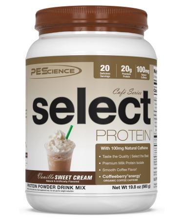 PEScience Select Cafe Protein, Vanilla Sweet Cream, 20 Servings, Coffee Flavored Whey and Casein Blend Vanilla Sweet Cream 20 Servings (Pack of 1)