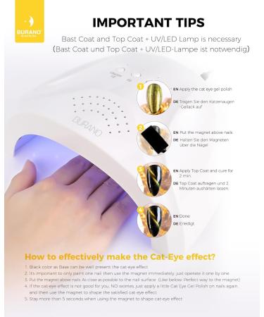 BURANO Cat Eye Gel Nail Polish 7.3ml Soak Off UV LED Glitter Magnetic Gel Nail Polish Holographic Cateye Gel Polish for Women DIY Home (MY21) - Buy Online on GoSupps.com