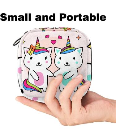 Sweet Unicorn Cat Storage Bag | Large Menstrual Cup & Bandage Organizer for Women | Zippered Multicolored Insert Bags for Tampons Panty Liners & Period Essentials - Buy Online on GoSupps.com