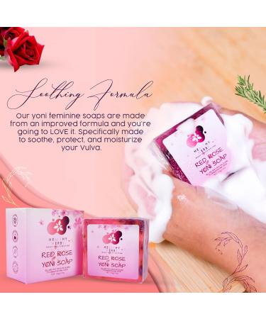 Yoni Soap Feminine Wash Bar - 100% Natural Organic Herbal Formula for pH Balance & Odor Elimination (3.5 oz) - Handmade Red Rose Scented Care Soap for Women - Buy Online on GoSupps.com
