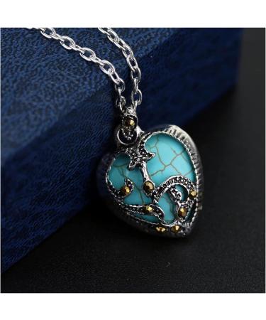 Crystal Jade Pendant Necklace Amulet Jewelry Personalised Steampunk Necklaces Pendant Chain Choker Necklace Jewelry Natural Stone Turquoises Necklace Blue Black Color Heart Shape Women Party Jewelry H - Buy Online on GoSupps.com