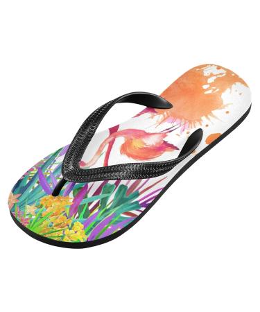 Shop Mnsruu Tropical Flower Flamingo Bird Flip Flops - Multicolor & Stylish Comfort for Summer | International Shipping - Buy Online on GoSupps.com