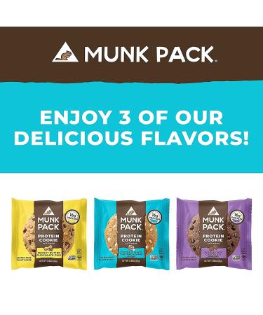 Munk Pack Protein Cookies - Vegan, Gluten-Free, 16g Protein, 6-Pack Variety Snack - Buy Online on GoSupps.com