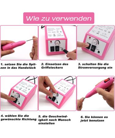 Fantexy Electric Nail Drill Machine - 20000 RPM for Acrylic and Gel Nails - Professional Nail Glazing Polisher Set - Home Salon Kit (Pink) - Buy Online on GoSupps.com