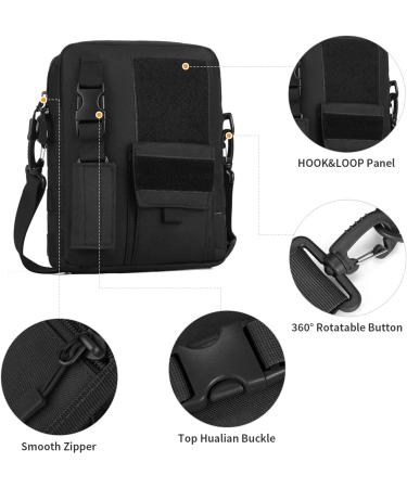 HUNDVP Tactical Shoulder Bag | Molle Military Crossbody Bag | Waterproof Army Messenger Bag for Outdoor Sports & Camping (Black) - Buy Online on GoSupps.com