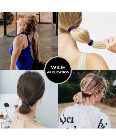 HD Novelty Set of 6 Soft Jersey Endless Hair Elastics Bobbles Bands 6-8mm Thick Elastic Hair Ties Ponytail Holders Stretchy Hair Bands Elastic Cords Hair Accessory for Girls Women Ladies (Navy) - Buy Online on GoSupps.com