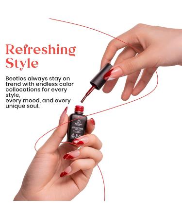 Beetles Candy Cane Gel Nail Polish Set - 6 Colors Glitter Burgundy Red & Snow White Silver Gel Kit for Women - Perfect New Year Gift - Buy Online on GoSupps.com