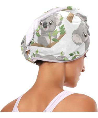 Cute Grey Koala Hair Towel 2 Pack | Super Absorbent Quick Dry Hair Turbans for Women & Girls - Buy Online on GoSupps.com