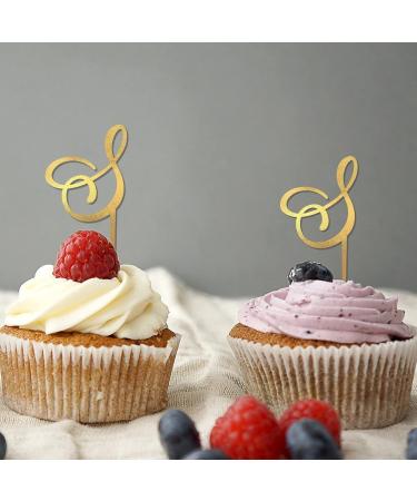 Initial S Cupcake Toppers Single Letter Monogram Name For Wedding Bridal Shower Cake Decorations Romance Wreath Floral Customize Your Own Cupcake Toppers Engagement Gifts 6PCS Style-3 - Buy Online on GoSupps.com