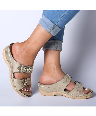 JWSVBF Orthotic Sandals Women's Wide Width Black Leather Slippers - 2023 Summer Fashion 7.5 Wide - Comfortable Walking Shoes for Bunions & Orthopedic Support - Buy Online on GoSupps.com