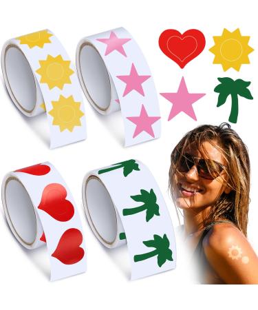 400 Pieces Tanning Bed Stickers for Body Heart Labels Stickers Body Stickers Perforated Self Adhesive Small Sun Tan Stickers for Tanning  100 Pieces Per Roll  1.2 x 0.8 Inches (Funny Pattern)