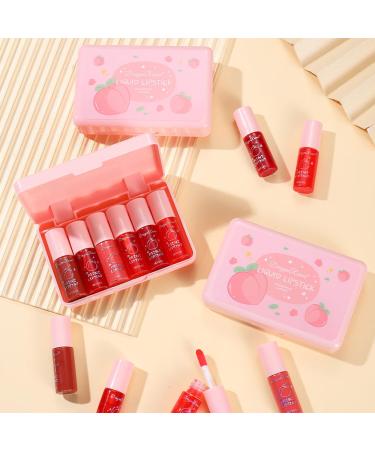 6 Colors Peach Lip Tint Set - Korean Waterproof Lip Stain & Gloss for Lips & Cheeks | Long Lasting High Pigment Makeup - Buy Online on GoSupps.com